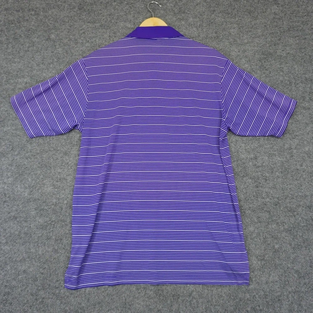 Adidas Polo Shirt Mens Medium Purple Striped Pinehurst 1895 Climalite Golf
